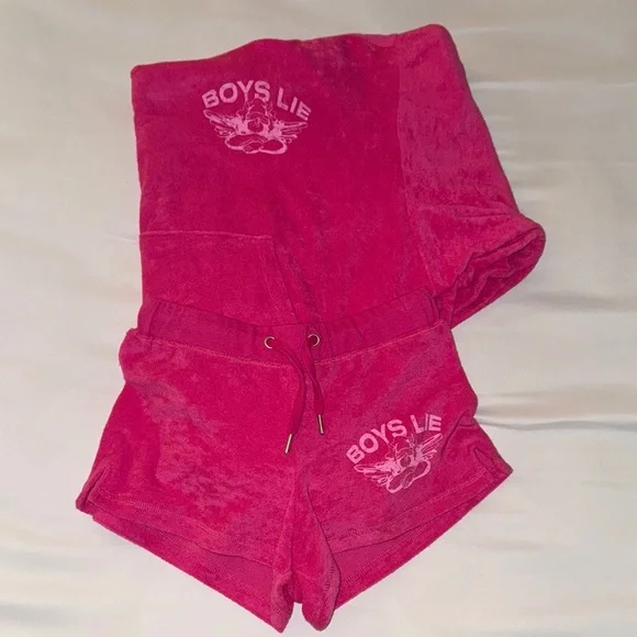 Boys Lie Pink Oversized Crop Sweatshirt & Sweatshort - Picture 7 of 8